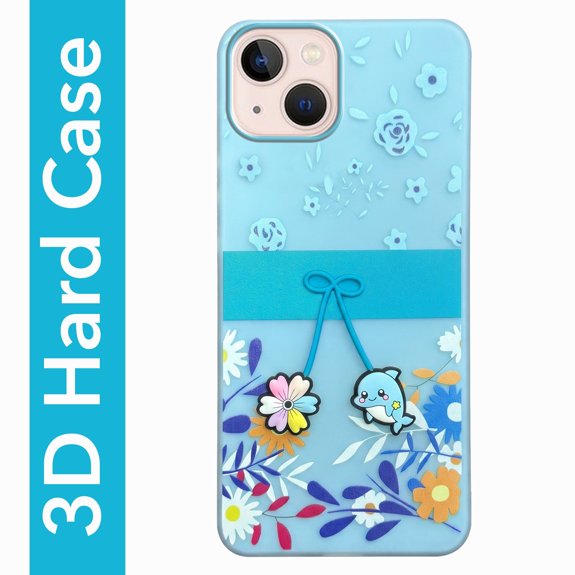 For Apple iPhone 13 Back Cover Case (3D Cute Cartoons | Hard Back Side Soft | Matte Premium Finish | HD Printing)