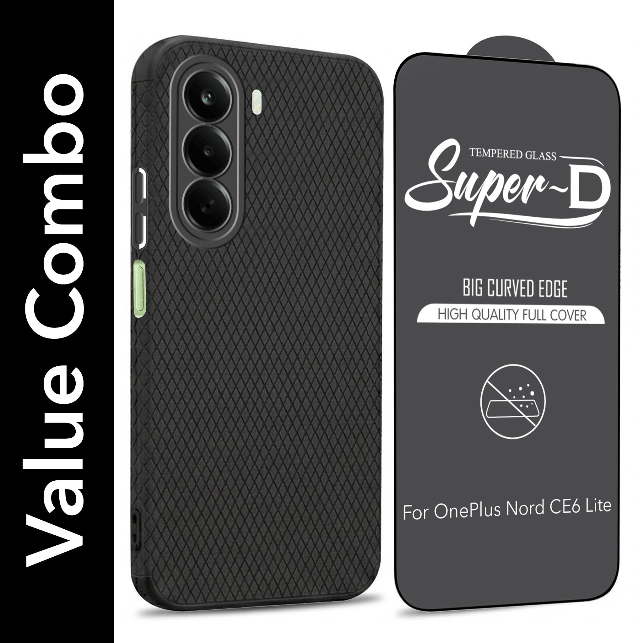 For OnePlus Nord CE 6 Lite Combo with Back Cover and 9H Tempered Glass (Liquid Silicone | Camera Protection | Oleophobic Coating Screen Glass)