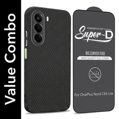 For OnePlus Nord CE 6 Lite Combo with Back Cover and 9H Tempered Glass (Liquid Silicone | Camera Protection | Oleophobic Coating Screen Glass)