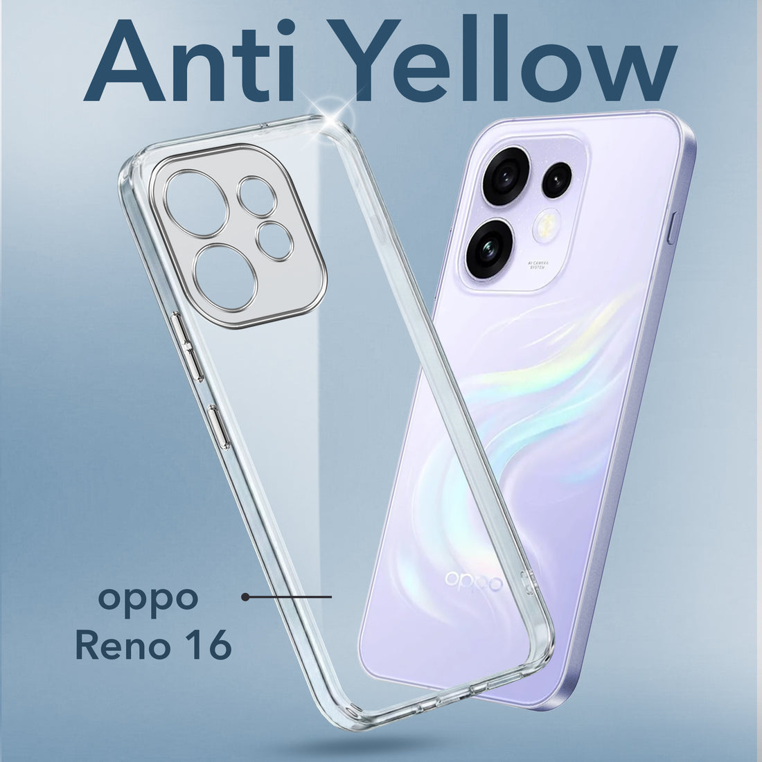 For Oppo Reno 16 Back Cover Case Lifetime Anti-Yellow Clear (Sleek Hard Crystal | Shockproof and Camera Protection)