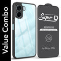 For Oppo K14x 5G Combo with Back Cover and 9H Tempered Glass (Lifetime Anti-Yellow | Crystal Clear Shockproof | Oleophobic Coating Screen Glass)