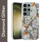 For Samsung Galaxy S23 Ultra Back Cover Case (Luxury Floral Glitter Cute Butterfly | Diamond Studded Camera Bump | Girls & Women Design)