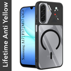 For Samsung Galaxy A17 | Samsung F17 | Samsung M17 5G Back Cover Case Lifetime Anti-Yellow Clear (Camera Protection | Side Grip | Wireless MagSafe Compatible)