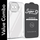 For Vivo iQOO 15R 5G Combo with Back Cover and 9H Tempered Glass (Lifetime Anti-Yellow | Sleek Hard Crystal | Oleophobic Coating Screen Glass)