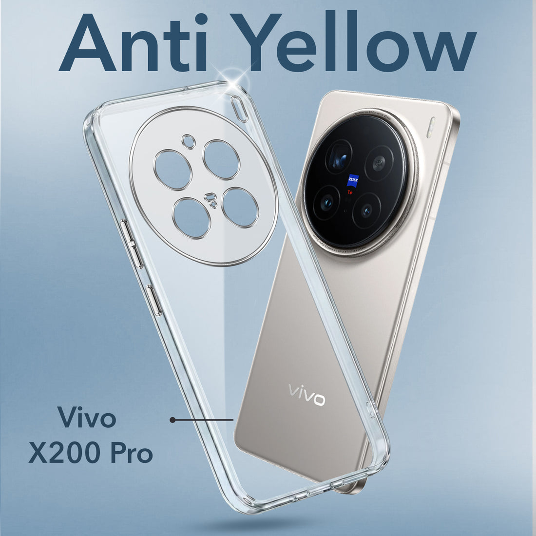 For Vivo X200 Pro 5G  Back Cover Case (Hard Anti Yellow Clear Case | Sleek Hard Crystal Clear | Drop & Camera Protection | Shockproof Polycarbonate)