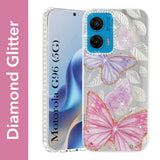 For Motorola Moto G96 Back Cover Case (Luxury Floral Glitter Cute Butterfly | Diamond Studded Camera Bump | Girls & Women Design)