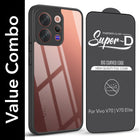 For Vivo V70 | Vivo V70 Elite 5G Combo with Back Cover and 9H Tempered Glass (Lifetime Anti-Yellow | Crystal Clear Shockproof | Oleophobic Coating Screen Glass)