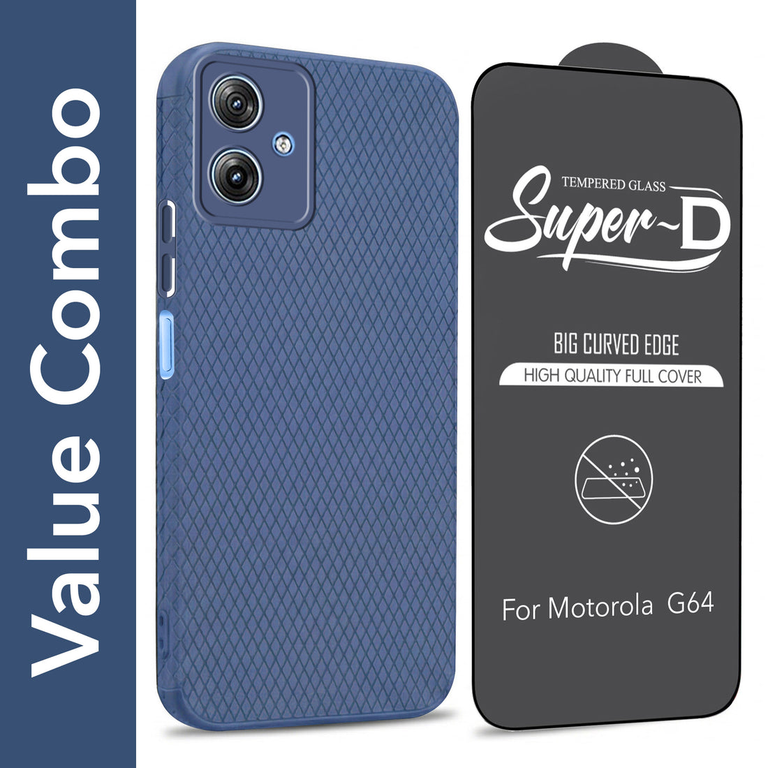 For Motorola Moto G64 5G Combo with Back Cover and 9H Tempered Glass (Liquid Silicone | Camera Protection | Oleophobic Coating Screen Glass)