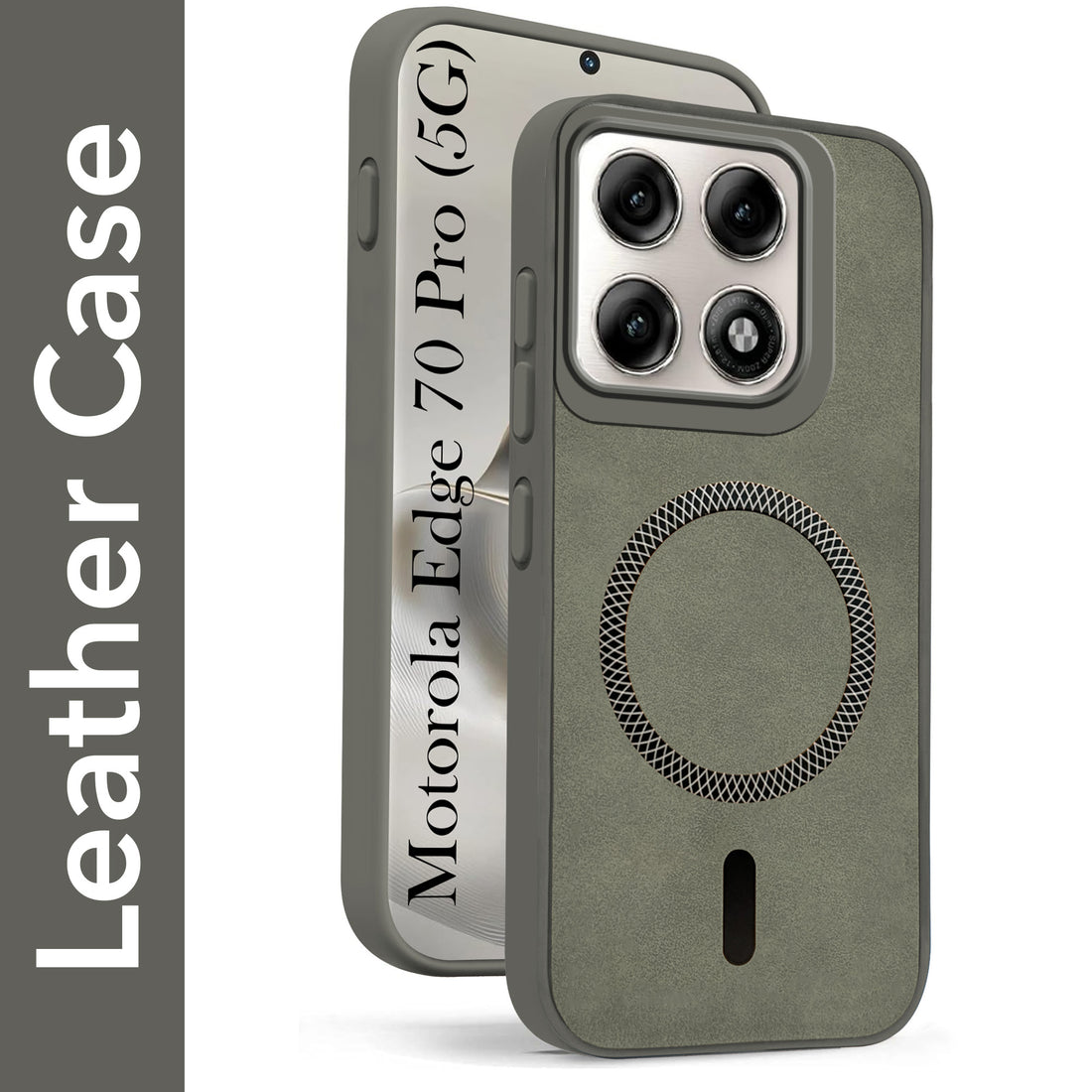 For Motorola Moto Edge 70 Pro Back Cover Case Leather Finish (MagSafe Compatible Wireless Charging | Soft Touch | Camera Bump Protection)