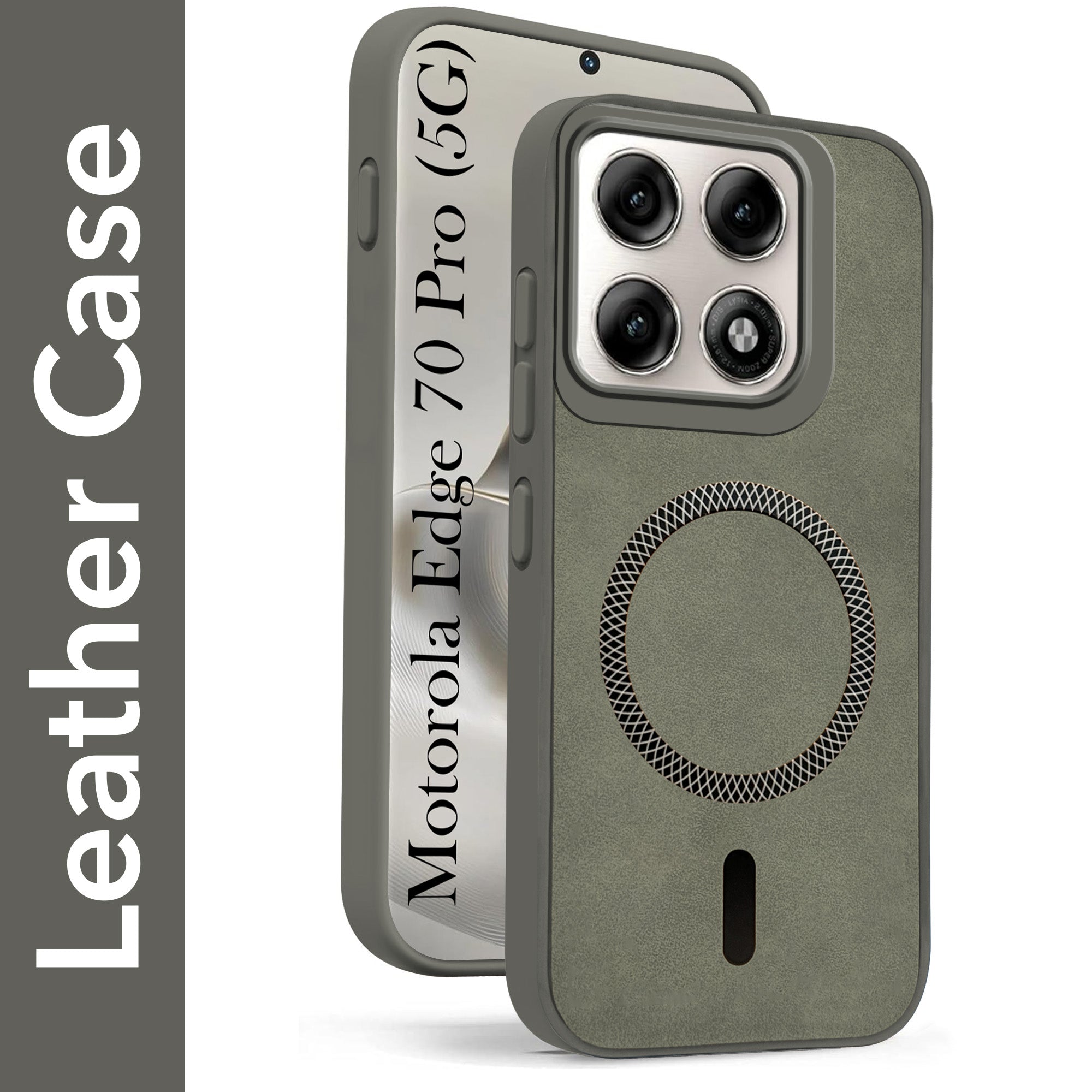 For Motorola Moto Edge 70 Pro Back Cover Case Leather Finish (MagSafe Compatible Wireless Charging | Soft Touch | Camera Bump Protection)