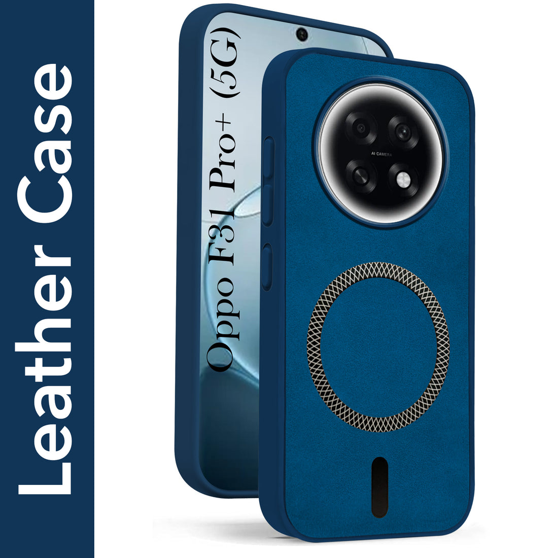 For Oppo F31 Pro Plus Back Cover Case Leather Finish (MagSafe Compatible Wireless Charging | Soft Touch | Camera Bump Protection)