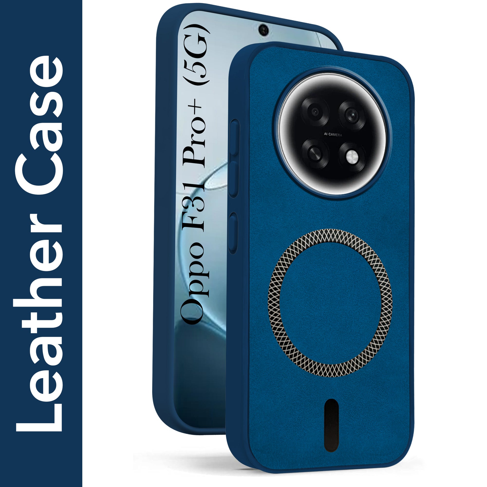 For Oppo F31 Pro Plus Back Cover Case Leather Finish (MagSafe Compatible Wireless Charging | Soft Touch | Camera Bump Protection)