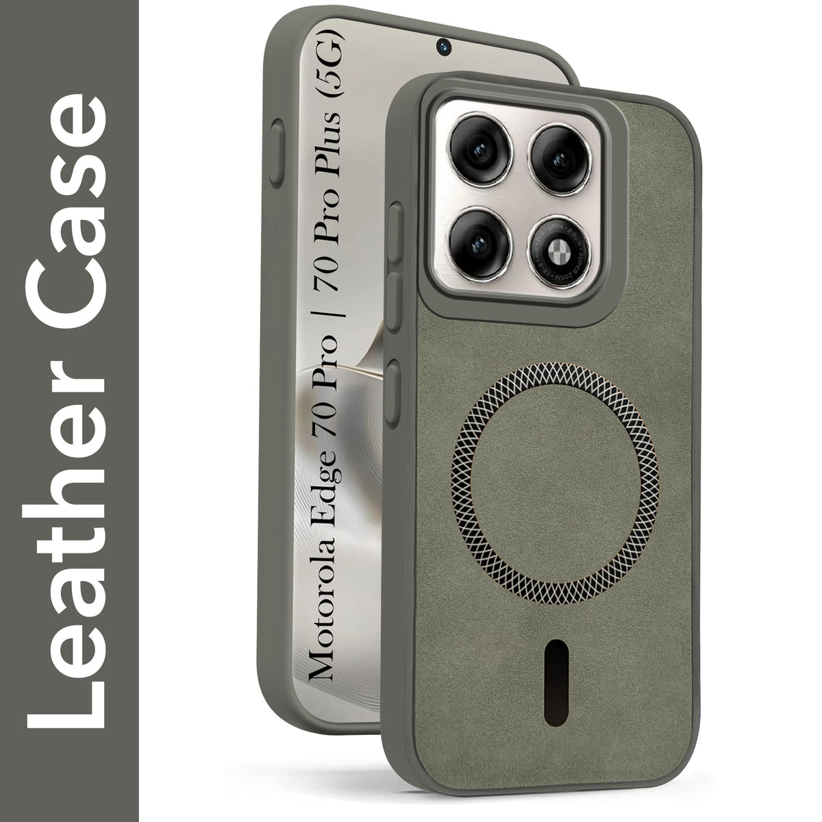 For Motorola Edge 70 Pro |  Motorola Edge 70 Pro Plus Back Cover Case Leather Finish (MagSafe Compatible Wireless Charging | Soft Touch | Camera Bump Protection)