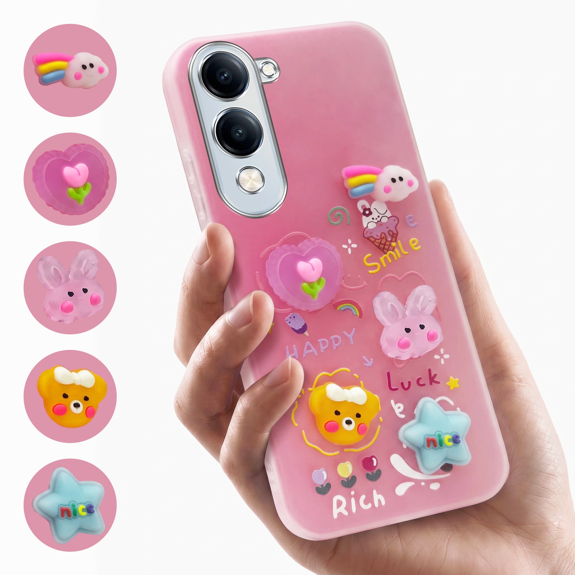 For Vivo iQOO Z10 Lite Back Cover Case (3D Cute Cartoons | Hard Back Side Soft | Matte Premium Finish | HD Printing)
