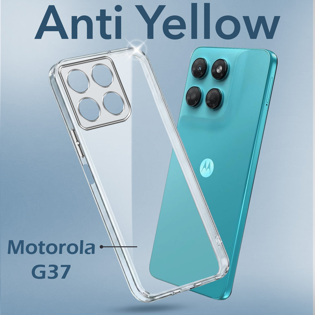 For Motorola Moto G37 Back Cover Case Lifetime Anti-Yellow Clear (Sleek Hard Crystal | Shockproof and Camera Protection)