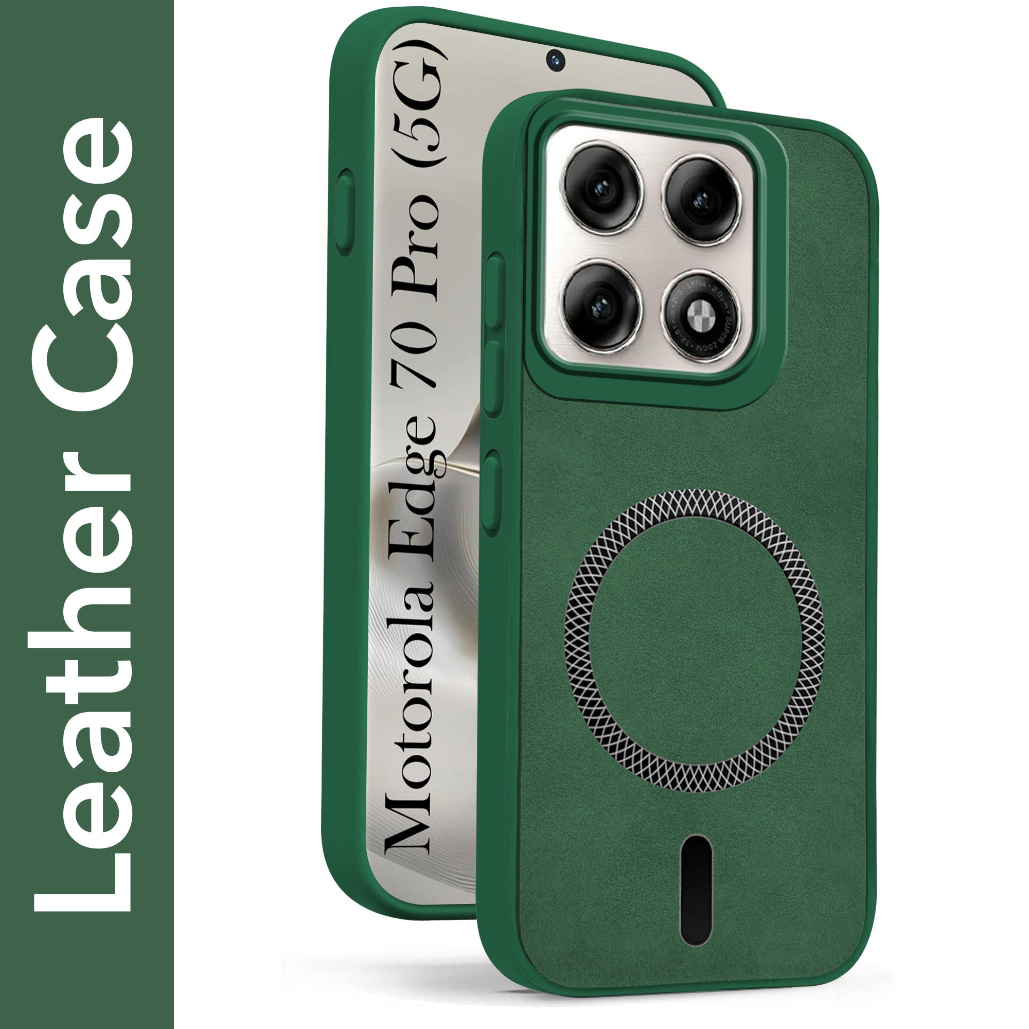 For Motorola Moto Edge 70 Pro Back Cover Case Leather Finish (MagSafe Compatible Wireless Charging | Soft Touch | Camera Bump Protection)