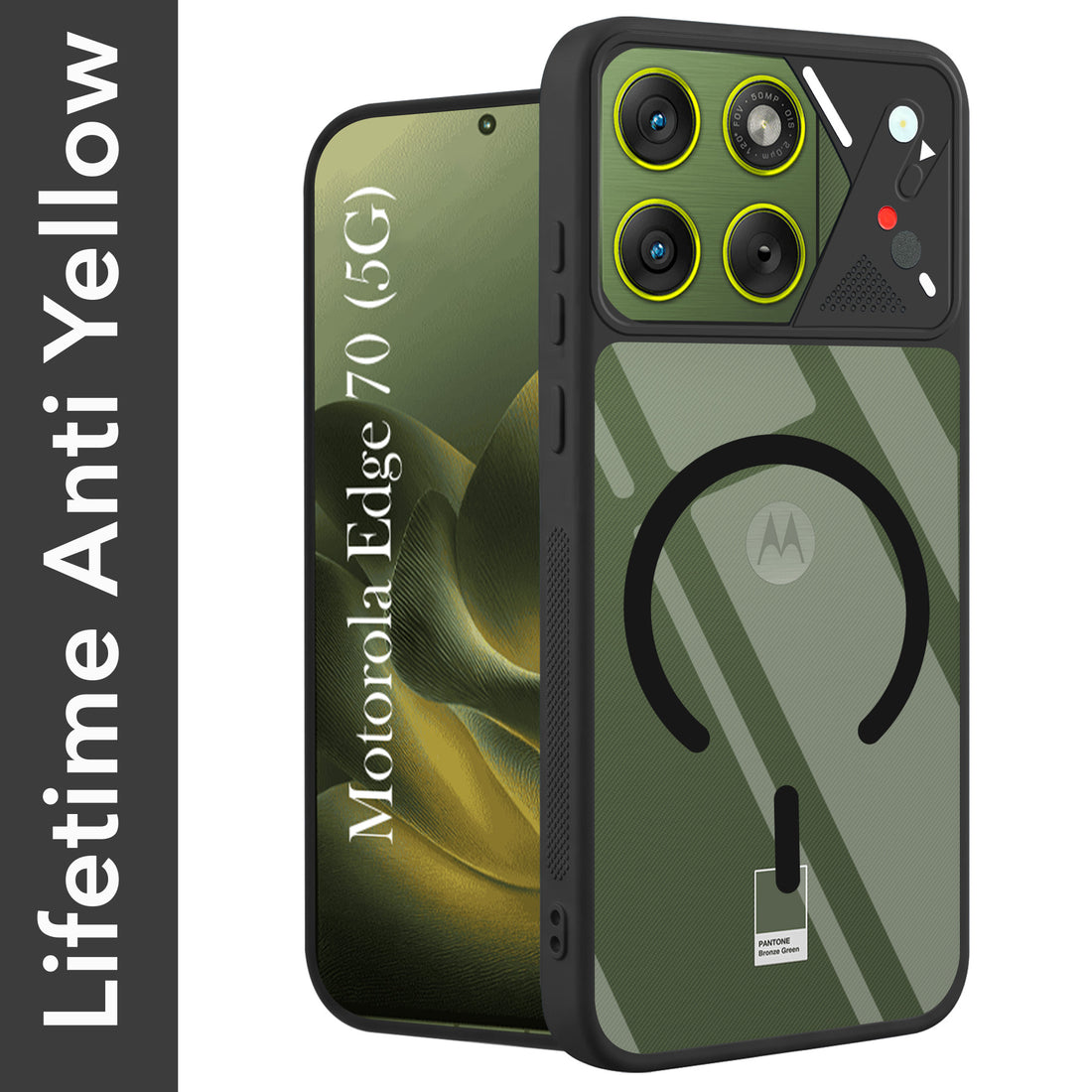 For Motorola Moto Edge 70 Back Cover Case Lifetime Anti-Yellow Clear (Camera Protection | Side Grip | Wireless MagSafe Compatible)