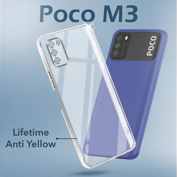 For Xiaomi Poco M3 Back Cover Case (Hard Anti Yellow Clear Case | Sleek Hard Crystal Clear | Drop & Camera Protection | Shockproof Polycarbonate)