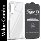 For Samsung Galaxy A56 Combo with Back Cover and 9H Tempered Glass (Lifetime Anti-Yellow | Sleek Hard Crystal | Oleophobic Coating Screen Glass)