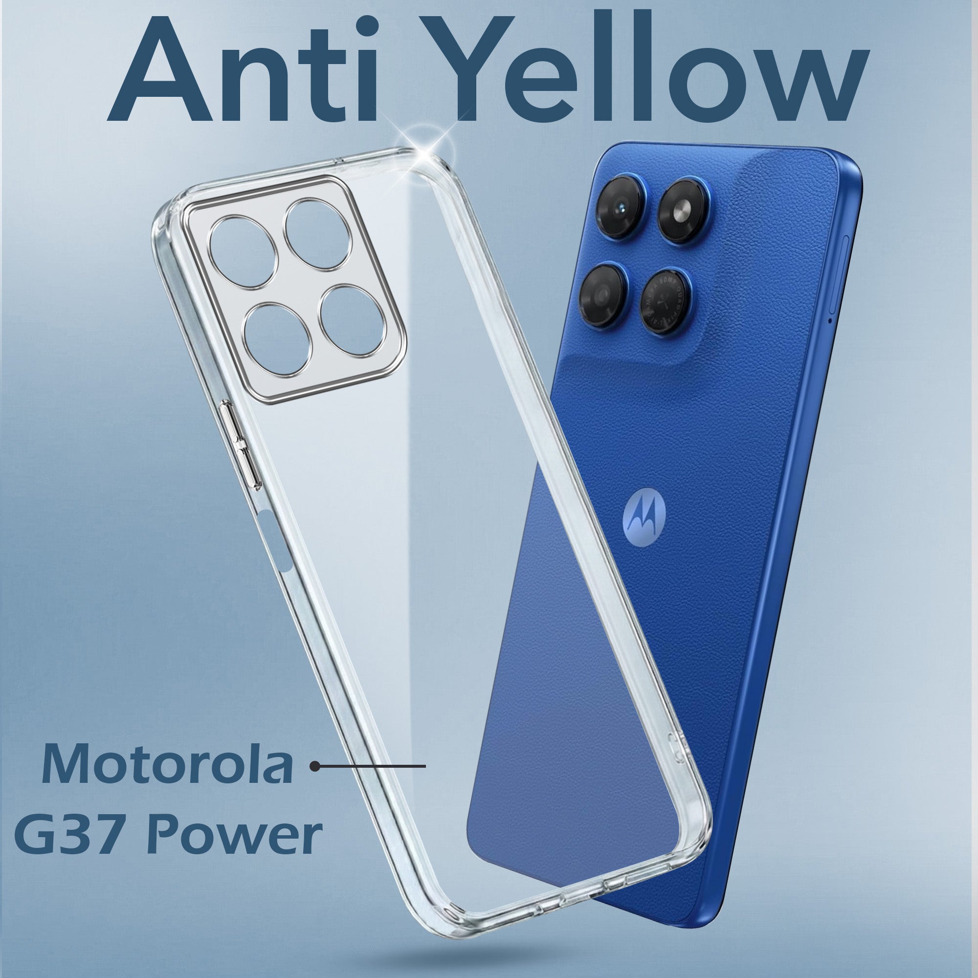 For Motorola Moto G37 Power Back Cover Case Lifetime Anti-Yellow Clear (Sleek Hard Crystal | Shockproof and Camera Protection)