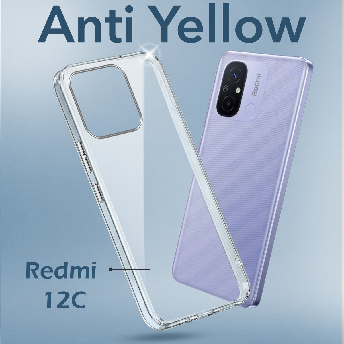For Xiaomi Redmi 12C Back Cover Case Lifetime Anti-Yellow Clear (Sleek Hard Crystal | Shockproof and Camera Protection)