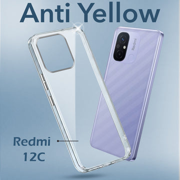 For Xiaomi Redmi 12C Back Cover Case Lifetime Anti-Yellow Clear (Sleek Hard Crystal | Shockproof and Camera Protection)