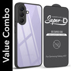 For Samsung Galaxy A57 5G Combo with Back Cover and 9H Tempered Glass (Lifetime Anti-Yellow | Crystal Clear Shockproof | Oleophobic Coating Screen Glass)