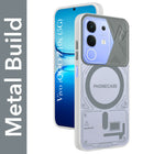 For Vivo iQOO Z10x Metallic Back Cover Case (Metallic Camera Protection & Buttons | Translucent Milky Shade | Hard Polycarbonate)