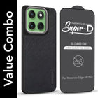 For Motorola Moto Edge 60 Combo with Back Cover and 9H Tempered Glass (Textured Grip Design | Micro-Fiber Cloth Inside | Oleophobic Coating Screen Glass)