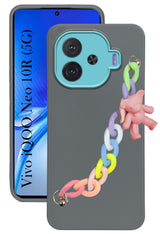 For Vivo iQOO Neo 10R  Back Cover Case ( Wrist Hanging Chain | Teddy Bracelet Charms | Dual Color Matte Finish | Full Camera Protection | Sleek and