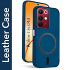 For Realme 15X Back Cover Case Leather Finish (MagSafe Compatible Wireless Charging | Soft Touch | Camera Bump Protection)