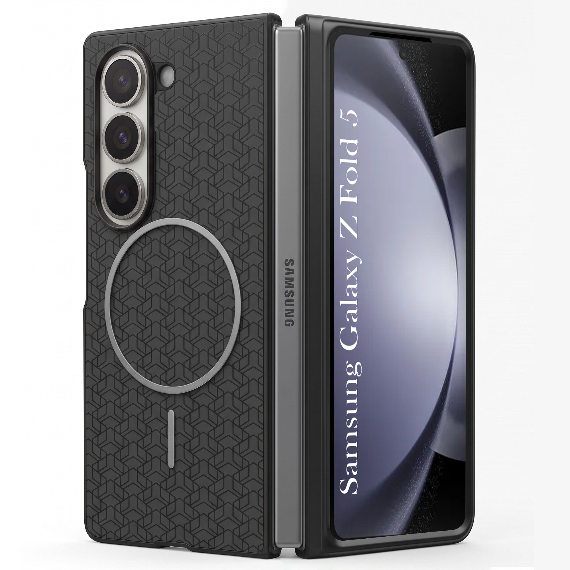 For Samsung Galaxy Z Fold 5 Back Cover Case Leather Finish (MagSafe Wireless Charging Compatible | Inside Microfiber Cloth)