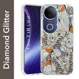 For Vivo T4R Back Cover Case (Luxury Floral Glitter Cute Butterfly | Diamond Studded Camera Bump | Girls & Women Design)