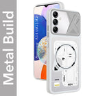 For Samsung Galaxy A14 4G | 5G Metallic Back Cover Case (Metallic Camera Protection & Buttons | Translucent Milky Shade | Hard Polycarbonate)
