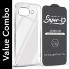 For Google Pixel 10a Combo with Back Cover and 9H Tempered Glass (Lifetime Anti-Yellow | Sleek Hard Crystal | Oleophobic Coating Screen Glass)