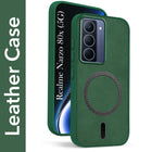 For Realme Narzo 80x Back Cover Case Leather Finish (MagSafe Compatible Wireless Charging | Soft Touch | Camera Bump Protection)