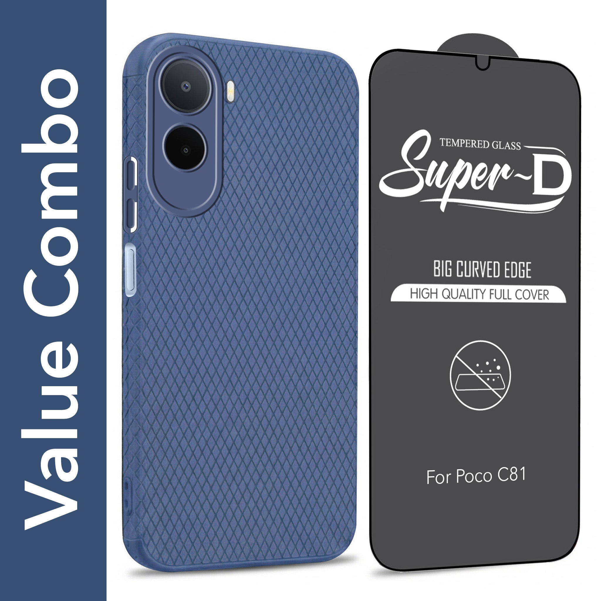 For Poco C81 5G Combo with Back Cover and 9H Tempered Glass (Liquid Silicone | Camera Protection | Oleophobic Coating Screen Glass)