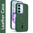 For Realme C83 5G Back Cover Case Leather Finish (MagSafe Compatible Wireless Charging | Soft Touch | Camera Bump Protection)