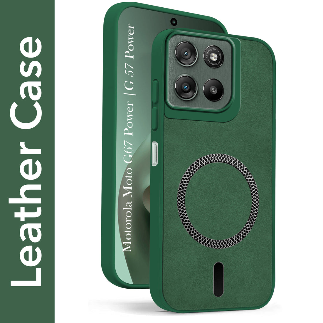 For Motorola Moto G67 Power | G57 Power Back Cover Case Leather Finish (MagSafe Compatible Wireless Charging | Soft Touch | Camera Bump Protection)