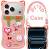 For Apple iPhone 17 Pro Back Case Cover Strap(3D Embossed Figures | Strap Holder | 360* Soft Cushion with Camera Bump)