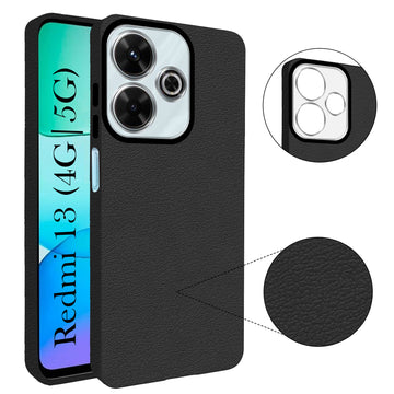 For Xiaomi Mi Redmi 13 4G | 5G Back Cover Case (Glass Like Camera Protection | Leather Feel | Minimalist Professional Grip))