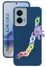 For Motorola Moto G96 Back Cover Case (Wrist Hanging Chain | Teddy Bracelet Charms | Dual Color Matte Finish | Full Camera Protection | Sleek and Professional)