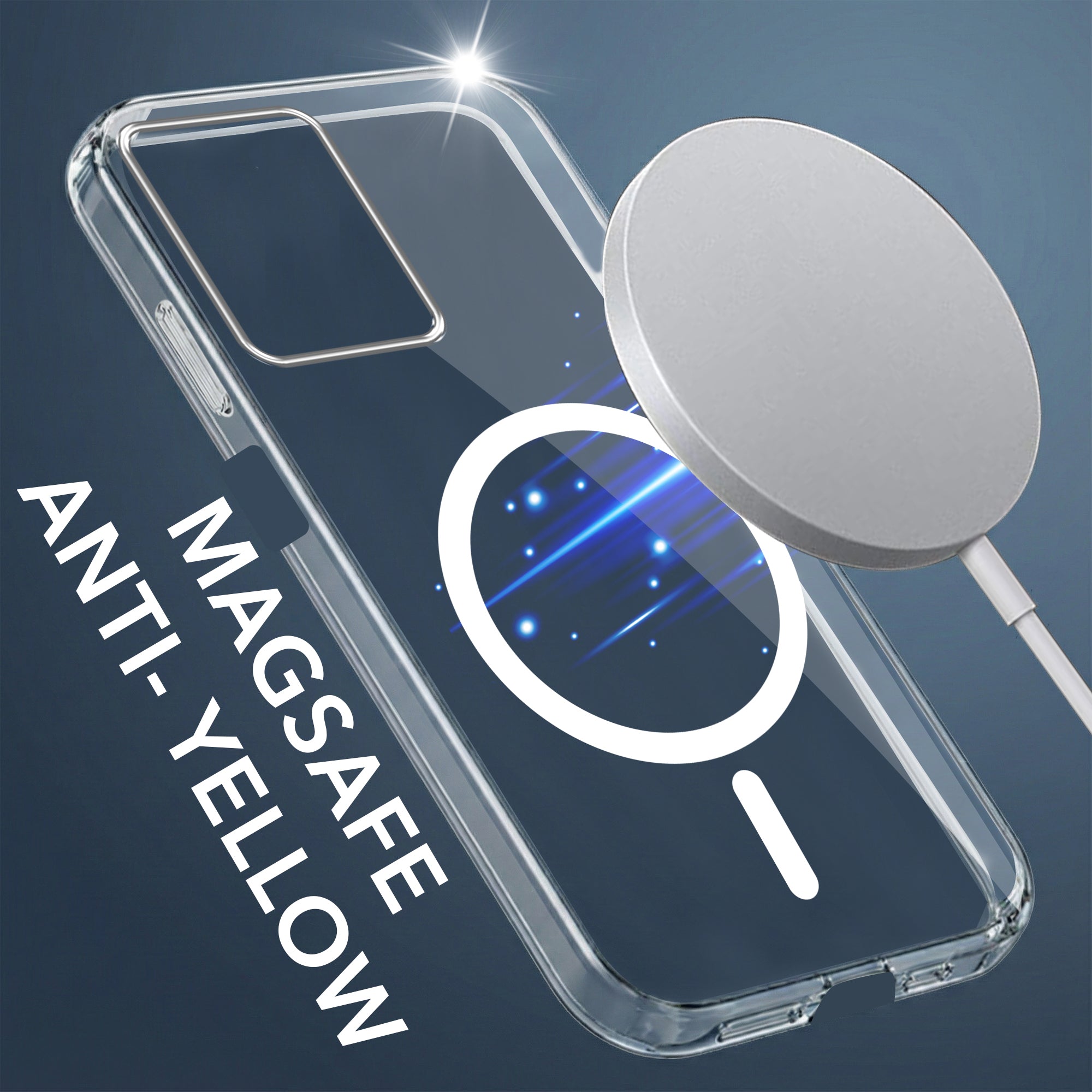For Vivo Y75 5G | Y55 5G Back Cover Case Lifetime Anti-Yellow MagSafe Compatible Clear (Sleek Hard Crystal | Shockproof and Camera Protection)