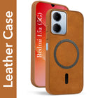 For Redmi 15A 5G Back Cover Case Leather Finish (MagSafe Compatible Wireless Charging | Soft Touch | Camera Bump Protection)