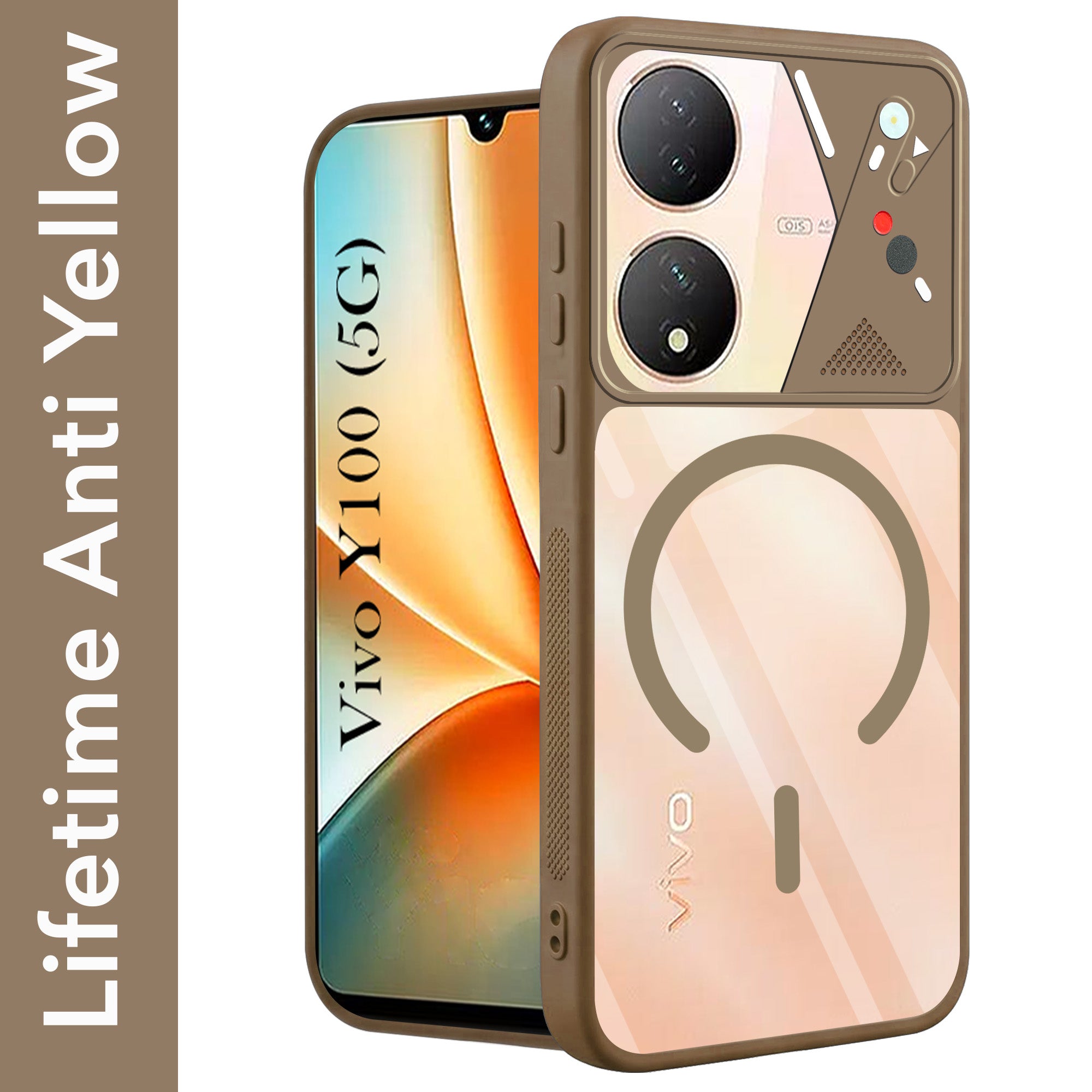 For Vivo Y100 Back Cover Case Lifetime Anti-Yellow Clear (Camera Protection | Side Grip | Wireless MagSafe Compatible)