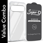 For Google Pixel 11 Pro Combo with Back Cover and 9H Tempered Glass (Lifetime Anti-Yellow | Sleek Hard Crystal | Oleophobic Coating Screen Glass)
