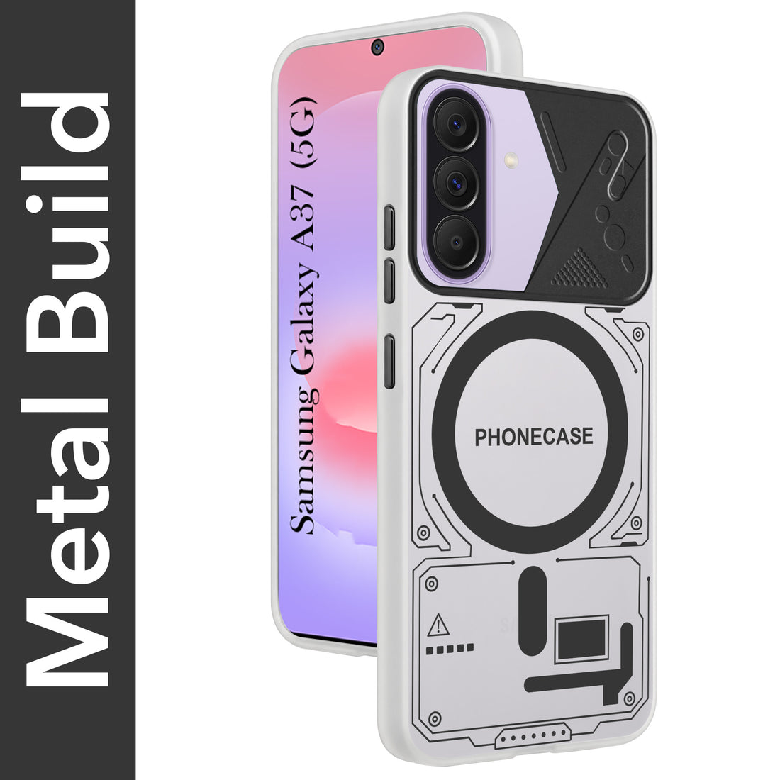 For Samsung Galaxy A37 5G Metallic Back Cover Case (Metallic Camera Protection & Buttons | Translucent Milky Shade | Hard Polycarbonate)