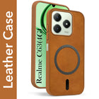 For Realme C63 4G Back Cover Case Leather Finish (MagSafe Compatible Wireless Charging | Soft Touch | Camera Bump Protection)