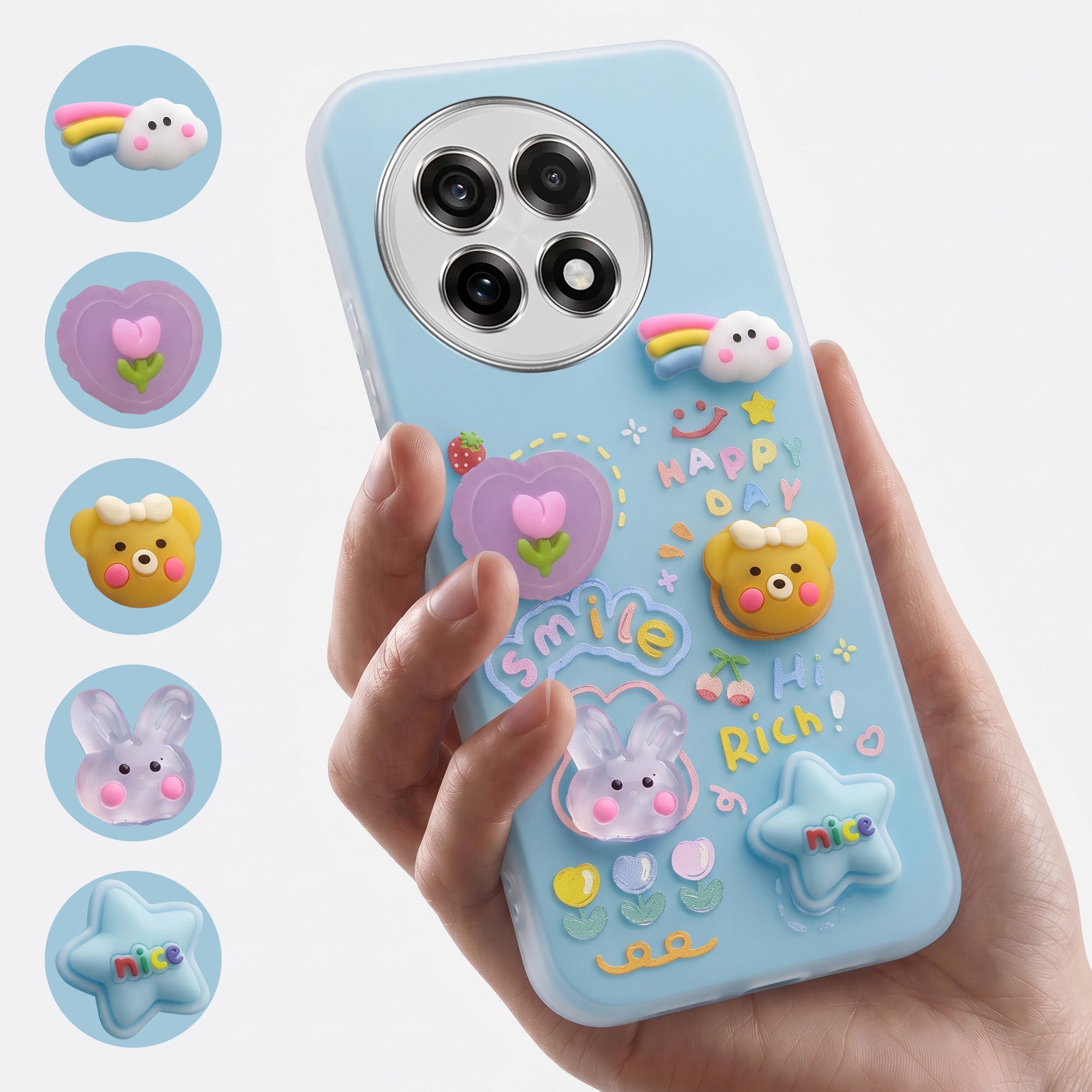 For OnePlus 13R Back Cover Case (3D Cute Cartoons | Hard Back Side Soft | Matte Premium Finish | HD Printing)