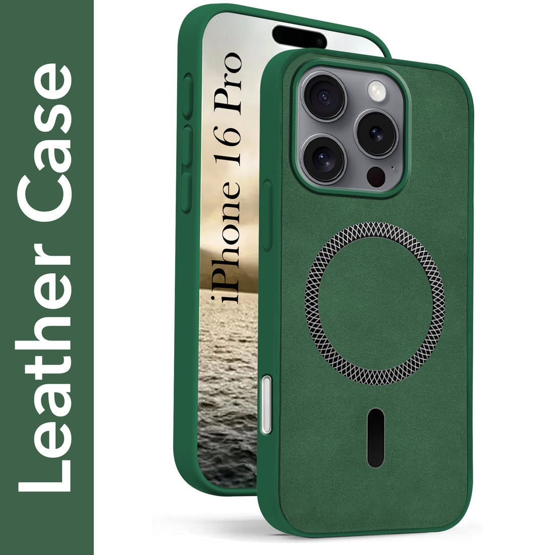 For Apple iPhone 16 Pro Back Cover Case (Sleek Leather Finish | MagSafe Compatible Wireless Charging | Camera Bump Protection)